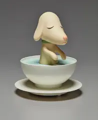 Pup Cup by Yoshitomo Nara, 2003, Injection molded plastic, sold Apr 2018