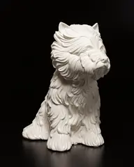 Puppy Vase by Jeff Koons, 1998, Glazed white ceramic vase, contained in the original Stryrofoam-lined white and blue cardboard box, sold Apr 2018