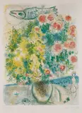 Roses et mimosas, from Nice et la Côte d'Azur (Roses and Mimosas, from Nice and the French Riviera), by Charles Sorlier by Marc Chagall, 1967, Lithograph in colors, on Arches paper, with full margins, sold Oct 2018
