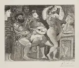 Au cabaret (At the Cabaret) by Pablo Picasso, 1934/61, Etching, on Richard de Bas laid paper, with full margins, sold Oct 2018