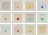 Mitered Squares by Josef Albers, 1976, The complete set of 12 screenprints in colors, on Arches 88 paper, with full margins, with the original black cloth-cove, sold Oct 2018