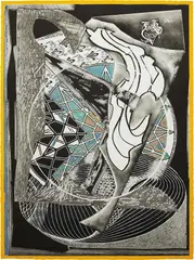 Jonah Historically Regarded, from Moby Dick Engravings by Frank Stella, 1991, Etching, aquatint, engraving, screenprint and carborundum in colors, on TGL handmade paper, the full sheet, sold Oct 2018