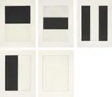 Brice Marden, Five Plates, 1973, The complete set of five, including four etchings and aquatint and one etching, on Rives BFK paper, with full margins