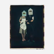 Melanie Walker, Untitled (House Heads), 20 x 24 Polaroid Polacolor photograph