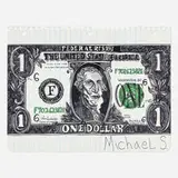 Michael Scoggins, One U.S. Dollar (ripped), 2008, Prismacolor colored pencil, marker and acetate on paper