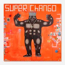 The Date Farmers, Super Chango, 2012, mixed media on wood panel in artist's frame