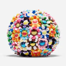 Plush Flowerball by Takashi Murakami, 2008, cotton, polyester with acrylic boa and polyurethane, sold Jun 2026