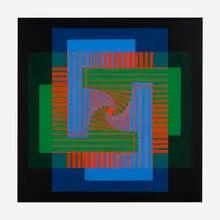 Hannes Beckmann, Turbulent Center, 1968, acrylic on board