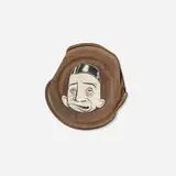 Barry McGee, Untitled, paint on rusted paint can lid