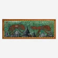 Howard Finster, Birth of America, 1985, polychrome paint on board, artist-made carved pine frame
