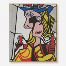 Richard Pettibone, Roy Lichtenstein, Woman with Flowered Hat, 1963, 1970, screenprint in colors on canvas in artist's frame