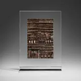 Arnaldo Pomodoro, Rilievo, c. 1979, silvered bronze, plexiglass, chrome-plated brass