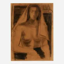 Philip Guston, Woman, c. 1944-45, charcoal on paper