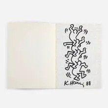 Keith Haring, Untitled (Totem Drawing on Exhibition Catalog), 1988, marker on paper in bound book