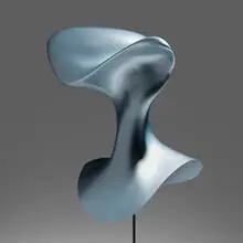 Jon Rafman, New Age Demanded (Propeller Head Diamond Silver), 2014, photopolymer resin and auto body paint, metal stand