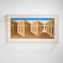 Patrick Hughes, Arcadia, 1997, 3D lithograph with hand-coloring in Perspex presentation box