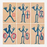 A. R. Penck, Six works from Training für den 6.ten StandART, 1969, watercolor on paper from accounts book