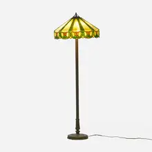 Handel, Tulip floor lamp, c. 1920, leaded glass, patinated metal