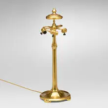 Tiffany Studios, Large Library Standard lamp base with heat cap, c. 1910, gilt bronze