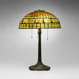 Tiffany Studios, Turtleback table lamp, c. 1910, leaded glass, Favrile glass, patinated bronze