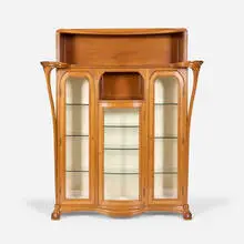 Large Nenuphars cabinet by Louis Majorelle, c. 1900, mahogany, glass, sold Jul 2026