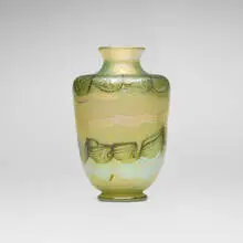 Tiffany Studios, Early decorated vase, c. 1895-1896, hand-blown Favrile glass