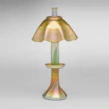 Tiffany Studios, Candle lamp, c. 1915, hand-blown Favrile glass, brass