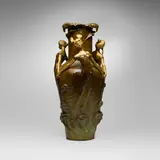 Louis Chalon, Monumental Les Filles des Vagues vase, c. 1900, patinated and gilt bronze