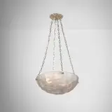 René Lalique, Lausanne plafonnier, c. 1929, opalescent glass, chrome-plated metal