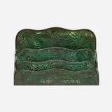 Tiffany Studios, Large Pine Needle letter holder, c. 1910, patinated bronze, Favrile glass