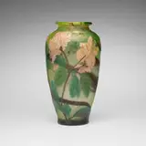Schverer Burgun & Cie, Fine vase with azaleas, c. 1900, acid-etched, internally decorated, wheel-carved, martelé and gilt glass