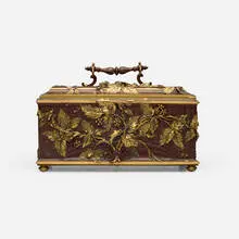 Émile-Auguste Reiber, Decorated box with blackberry vines, c. 1885, patinated and gilt bronze