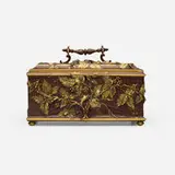 Émile-Auguste Reiber, Decorated box with blackberry vines, c. 1885, patinated and gilt bronze