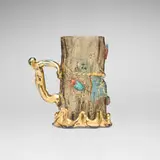 Mary Moser, Diminutive stein with beetles and ivy, c. 1895, gilt and enameled glass