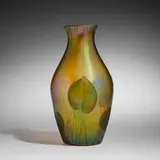 Tiffany Studios, Large Leaf and Vine vase, c. 1914-1915, hand-blown and wheel-carved Favrile glass