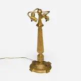 Tiffany Studios, Old English (Four Virtues) lamp base, c. 1910, acid-etched and gilt bronze