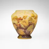 Daum, Vase with rose hips, c. 1900, acid-etched and enameled glass