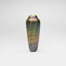 Tiffany Studios, Early decorated perfume sample bottle, c. 1895-1896, hand-blown Favrile glass