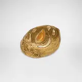 Tiffany Studios, Damascene Wave paperweight, c. 1910, gilt bronze, Favrile glass
