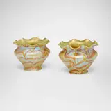 Loetz, Phänomen shades (Gre 1/104), pair, c. 1901, hand-blown glass