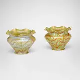 Loetz, Phänomen shades (Gre 1/104), pair, c. 1901, hand-blown glass