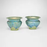 Loetz, Phänomen shades (Gre 2/187), pair, c. 1902, hand-blown glass