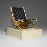 Jim Houser, Neutra Boomerang Chair, 2002, hand-painted wood, maple, canvas webbing