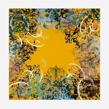 Ryan McGinness, Bilderbergers Bones Brigade, 2004, oil and screenprint in colors on linen over wood