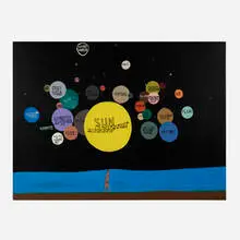 Chris Johanson, Planets, 2002, acrylic on wood