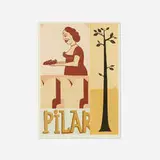Margaret Kilgallen, Pilar, 1999, etching and aquatint in colors with Chine-collé