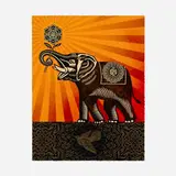 Shepard Fairey, Peace Elephant VSE OG Colorway, 2022, HMP stencil painting on paper
