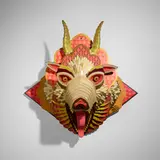 Aj Fosik, Tokion Head (Idol for the Absurd), 2010, acrylic, nails and wood construction