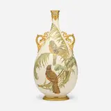 Royal Worcester, Large vase with painted buntings