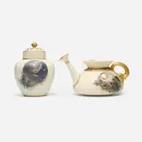 Royal Worcester, Potpourri and watering can with kingfishers at night